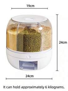 1 pieza Cubo giratorio para arroz, contenedor de almacenamiento de granos de gran capacidad con múltiples compartimentos, a prueba de humedad y plagas, sellado, adecuado para arroz, soja, granos de café, harina y otros granos, almacenamiento y conservación, también se puede usar para comida de perro, comida para mascotas, almacenamiento de suministros para mascotas, cubo de arroz sellado para el hogar, suministros de cocina, productos de almacenamiento y organización del hogar, dispensación de granos conveniente, solo presione suavemente - Multicolor - Ver 12