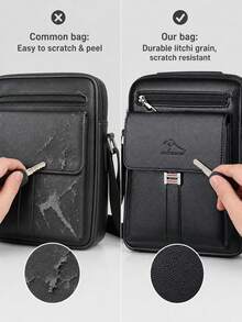 PU Handbag Crossbody Bag Business Commute Litchi Grain One Shoulder Small Bag Multi-Layer Large Capacity Casual Men's Bag Back-To-School - Multicolor - View 8