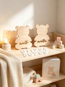Wooden Double-Sided Milestone Sign Set, Interchangeable Milestone Card Set, Double-Sided Baby Milestone Birth Announcement Board, Newborn 1-12 Months Photo Props, Newborn Welcome Sign - Multicolor - View 7