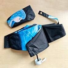 Cute Aesthetic Girls Black Vinyl Sun Protection Umbrella, Outdoor Universal Travel Portable - Girl Cat - View 1