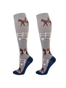 1 Pair/3 Pairs Men's Outdoor Horse Riding Compression Socks, Sports Fitness Running Knee-High Socks - Multicolor - View 8