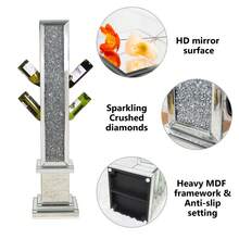 Modern Freestanding Floor Wine Rack With Crushed Crystal Inlay, 8 Bottles Capacity Wine Bottle Storage Rack, Decorative Display Furniture For Home Bar & Indoor Dining Decor - Silver - View 4