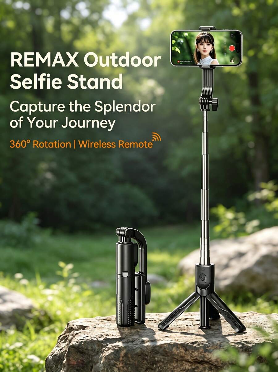 REMAX Retractable Portable Travel Selfie Stick, P16 Multi-Angle Phone Holder, Tabletop Stand For Live Streaming And Video Watching - one-size - View 1