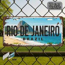 1pc 2D Flat Poster, Rio De Janeiro Vintage Sign, Decorative Plaque (12X6 Inches), Travel Souvenir, Gift For Friends, Birthday Gift, Suitable For Home Living Room, Study And Porch Decoration (Random Style) - A - View 4