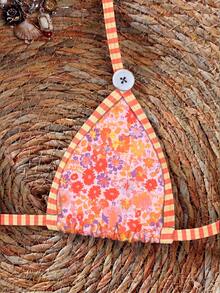 女款露背波點比基尼 2026 春夏款，高彈性休閒性感 3 件式泳衣，適合海灘度假穿著 - 彩色 - 查看 6