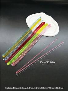 35cm Crystal Clear Acrylic Single Point Crochet Hooks, 4.0-10.0mm 7 Sizes Color-Coded, Transparent Rainbow Smooth Lightweight Plastic Knitting Needles For Autumn/Winter Christmas DIY Handmade Gifts - Plastic Single-piece Sweater Needle - View 10