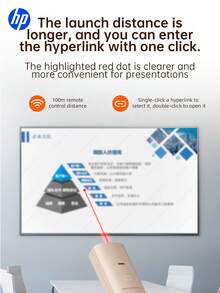 HP--USB Wireless Presentation Remote, PowerPoint Office Presentation Remote With Hyperlink And Volume Control Functions, Compatible With Keynote/PPT/PC/Laptop, Comes With Storage Bag, Back To School Gift. - View 9