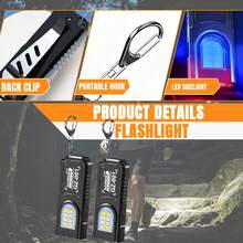 2pcs Mini LED Flashlight, USB Rechargeable Red & Blue Dual Flashing Light, Clip Design, Portable Hands-Free Reading & Work Light, Suitable For Repair, Work, Reading, Camping, Fishing, 5 Adjustable Brightness Modes - Black - View 6