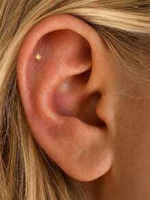 1Pc 925 Sterling Silver Gold Plated Hoop Earring Ear Cartilage Nose Rings Piercing Hypoallergenic Jewelry For Birthday Wedding Bridal Gift Men Women - Gold - View 4