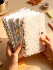1pc A6 Transparent Loose-Leaf Binder, Daisy Snap Button Transparent File Bag, PVC File Protection Bag, Scrapbook Kit, Minimalist Essentials And Folders And File Bags, Office Document Storage Supplies, Photo Card Storage, Scrapbook, Receipt Storage, Notebook Cover, Back To School Supplies, Office Supplies, Library Supplies, Study Supplies, DIY Manual, Sticker Collection, Party Gifts - Daisy - View 5