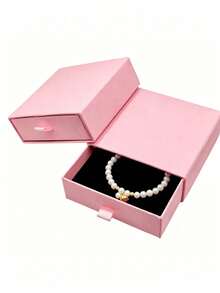10-Piece Set Of Drawer-Style Cardboard Jewelry Boxes, Pink Cardboard Jewelry Gift Boxes, With Black Sponge, Stackable, Suitable For Storing And Displaying Necklaces, Bracelets, Earrings, And Other Jewelry - Pink - View 2