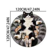 1pc Black And White Lying Cat Letter Round Rug, Faux Cashmere, Bathroom Mat, Bathroom Carpet, Door Mat, Small Rug, Carpet, Floor Mat, Home Decor, Area Rug, Outdoor Mat, Home Decor, Area Carpet, Bedroom Carpet, Washable Carpet - Multicolor - View 9