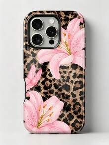 1件時尚二合一手機殼，亮面豹紋百合花設計，全包覆硬殼，相容 iPhone 17 Pro、16e、16、15、14、13、12、11、XR 和 XS，高端時尚趣味，男女皆宜，適合節日季節 - 彩色 - 查看 6