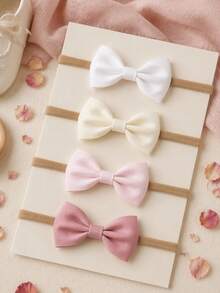 4 pièces/Set Beaux bandeaux pour bébé fille avec nœuds, convient pour un usage quotidien (carte non incluse) - Multicolore - Voir 1