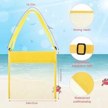 1pc Bright Color Mesh Beach Tote Bag (Size: 22cm L X 25cm W) - Lightweight, Adjustable Shoulder Strap, Foldable Design, Suitable For Outdoor Activities, Picnics And Shell Collecting, Beach Essential - View 2