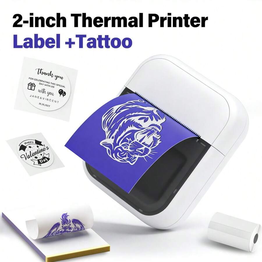 Marklife Printer Tato Mini C50 58mm, Printer Label, Printer Termal Multifungsi, Mendukung Ponsel dan Komputer untuk DIY/Tato LOGO/Pola/Pencetakan/Seniman