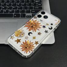 抽象太陽圖案液態矽膠手機殼，珠寶般精緻，全方位保護，防震防摔，TPU 軟材質，適用於 iPhone 13/11/17/16/14/15/15 Pro/15 Plus/15 Pro Max/7 Plus/8 Plus/X/Xs Max/Xr/11 Pro/12 Pro/13 Pro/14 Pro/12 Mini/13 Mini/11 Pro Max - 彩色 - 查看 1