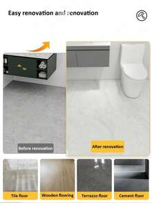 New Bathroom Waterproof Floor Stickers - Self-Adhesive Non-Slip Vinyl Floor Tiles (30s DIY Upgrade! Mold-Resistant & Scratch-Resistant) 15.7in X 196.8in - Multicolor - View 3