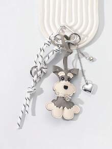 Cute Schnauzer Puppy Keychain, Y2K Leather Dog Pendant, Handmade Woven Charm, Phone Chain, Bag Decoration, Gift For Friends, Birthday Holiday - Multicolor - View 14