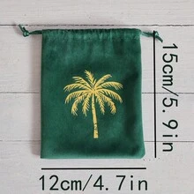 5pcs/1pc Tas Beludru Hijau dengan Motif Pohon Palem, Tas Dekorasi Pesta Perayaan untuk Hari Nasional Arab Saudi - MultiWarna - View 9