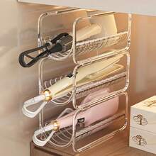 1pc Curling Iron Holder, Hair Dryer Storage Box, Egg Roll Curling Iron Organizer, Item Storage Rack, Straight Hair Comb Organizer, Flat Iron Holder, Stackable Design, Countertop Style, Transparent Acrylic, Suitable For Bathroom, Countertop, Vanity, Washbasin, Toilet, Entrance, Practical Storage Shelf - Multicolor - View 2