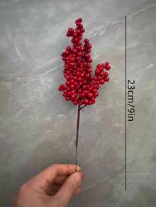 5/10/20/30pcs Artificial Red Berries, Suitable For Christmas Tree Decoration, Gift Box Decoration, DIY Handmade Wreath, Home Decor, Wreath Decoration, Room Decoration, Tabletop Decoration, Party And Holiday Decoration - Red - View 3