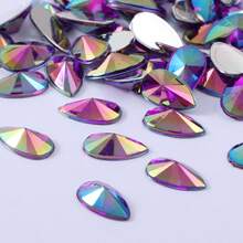 ICIQ 50pcs 8*13mm Acrylic Non-Hotfix Rhinestones Flat Back Teardrop Shape AB Color DIY Jewelry Crystal Stones For 3D Nail Art, Clothing, Wedding Outfits - 8mm*13mm - View 22