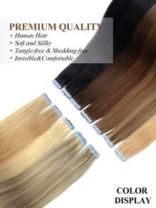 20pcs/Pack Tape-In Hair Extensions, Human Hair, 12-24 Inches, Invisible Tape-In Hair Extensions, Seamless Double-Sided Tape Hair Extensions, Human Hair Tape-In Hair Extensions, Christmas Hair Extensions - Multicolor - View 6