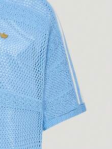 Adidas Originals Men's RESORT S POLO Knit Collar Short Sleeve Polo Shirt TKW8166 - Baby Blue - View 7