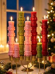 1pc Stacked Nutcracker Shaped Scented Candle, Christmas Atmosphere Decorative Candle, Suitable For Home Tabletop Decor, Holiday Party Decoration And Christmas Guest Gifts, Christmas, New Year, Winter Holiday - 1PC - View 6
