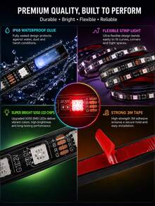 XF.Meraki Smart RGB Car Underglow Light Kit, App And RF Remote Control, IP67 Waterproof, Decorative Lights, 16 Million Color LED Strip, Music Sync - 1-to-4 - View 5