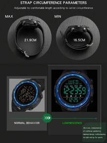 SANDA. SANDA Single Display Digital Watch For Men, Fashion Student Wristwatch With Luminous & Waterproof Function - one-size - View 6