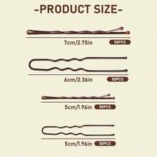 300pcs Hair Accessories Set: Includes Brown Hair Clips (U-Shaped And Straight Metal Hairpins) And Transparent Elastic Hair Ties, With Storage Box, Professional Tools For Creating Updo Hairstyles. - 300 Pcs - View 3