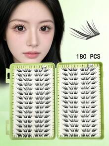180 Clusters Large Capacity False Eyelashes, Eternal Love Lashes, Comfortable Natural Look, Daily & Holiday Wear, Self-Adhesive, Beginner-Friendly, Atmospheric - C - View 2