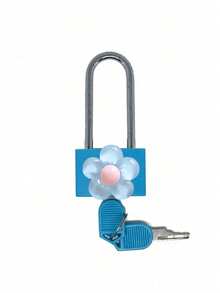 Metal Mini Padlock With Cute Translucent Flower Decoration, 2 Keys, Small Combination Lock, No Assembly Required, Small Luggage Padlock, Metal Key Padlock, Suitable For Luggage, Pencil Case, Backpack, Travel Accessories, School Locker, Sports Locker, Fence, Toolbox, Perfect For Graduation Season, Back To School Season, Teacher's Day Gift, Travel Accessory - Multicolor - View 7