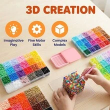24 Colors Perler Beads Set (2.6mm), Includes Pegboard, Tweezers, Storage Box, Tray, 3D Pixel Art Handmade Beads, Suitable For DIY Jewelry, Pixel Art, Handmade Decoration And Creative Projects - Multicolor - View 5
