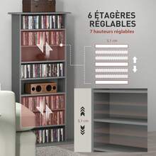 HOMCOM Racks à CD & DVD - Gris - Voir 5