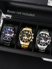 5pcs/Set Casual Business Men's Watch Set, Stainless Steel With Calendar, Best Gift For Father/Boyfriend, Suitable For Daily Wear - Multicolor - View 8