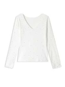 Minimalist Sexy Hot Girl Style Heavy Rhinestone Embellished Base Layer Top Women's Inner Wear New Korean Design V-Neck Blouse White - White - View 4