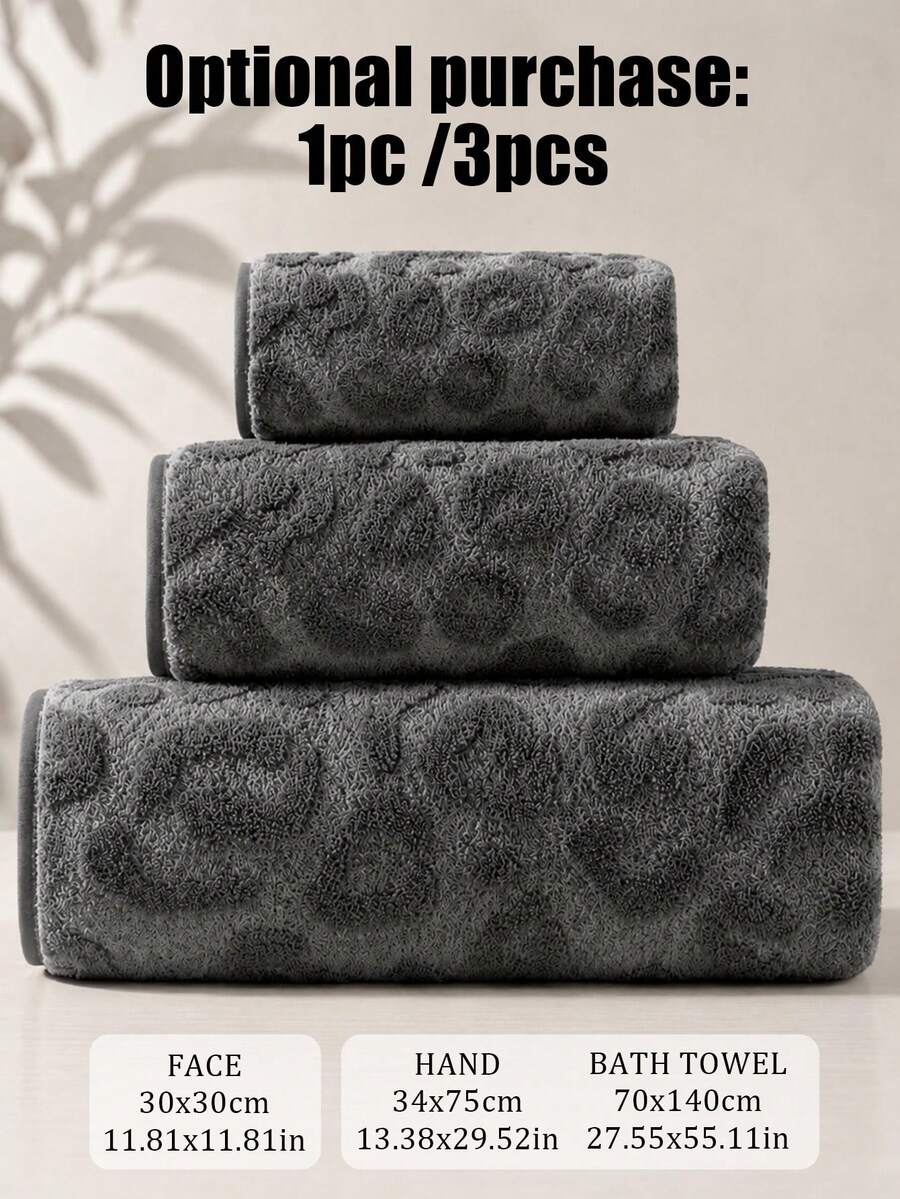 1pc/3pcs Set - Luxury Leopard Print Towel Set - Orange Jacquard Coral Fleece, Ultra Soft Plush Bath Towel, Ideal For Creating Bold Home Decor And Spa Atmosphere - Grey - View 1