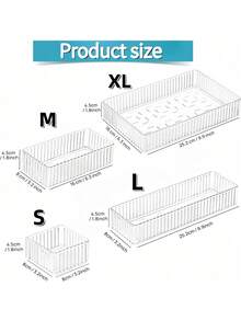 10/9/7/1件透明化妝品抽屜收納盒,適用於梳妝台,含5種不同尺寸透明塑膠抽屜收納盒,彩妝展示盒,分類收納容器,適合擺放在梳妝台,居家裝飾,返校季 - 透明 - 查看 8