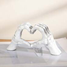 1pc Hand Gesture Desktop Decor, Skeleton Couple Statue, Creative Wedding Home Ornament, Heart-Shaped And Hand-Shaped Small Sculpture, Suitable For Living Room, Bookshelf, Coffee Table, Home Decor, Bedroom, Office, Student Use, Halloween Gift, Winter Valentine's Day Gift - Multicolor - View 11