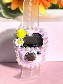 Custom New Multi-Color Rhinestone Flower Finger Counter Portable Ring Electronic Tally Counter Manual Button Counter Mini Handheld Counter Card-Mounted Electronic Prayer Beads Multi-Color Options -Tasbih- Suitable For Prayer Counting - Sports Counting - Holiday Gifts And More - Multicolor - View 1