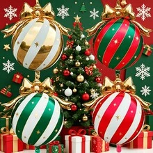 Christmas Bow Hanging Balls, Red, Green, Gold, Multi-Color Options, Festive Color Palette, Suitable For New Year, Christmas Home Decor, Yard Decor, Party Decor - Bow Tie Hanging Ornament - View 2