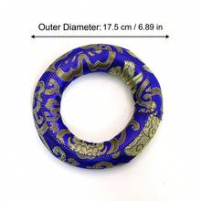 Singing Bowl Cushion In Deep Blue With Hand Embroidery, 7 Different Sizes, Authentic Nepali Design For Home Decor - Dark Blue - View 16