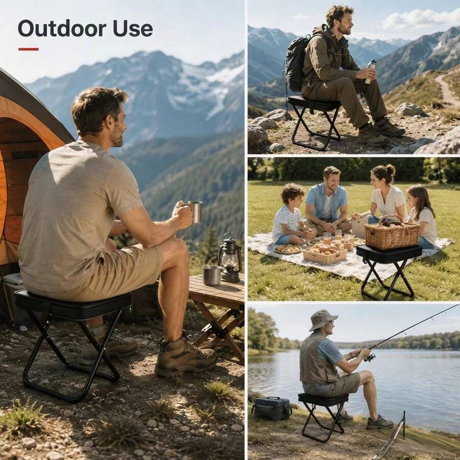 1pc Portable Crossbody Folding Stool, Lightweight Foldable Camping Chair, Mini Stool For Travel, Fishing, Train, Picnic, Queueing And Waiting