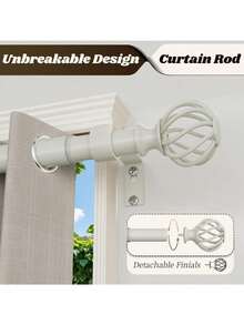 Curtain Rods White Long Decorative Curtain Rod Adjustable, Heavy Duty 1 Inch Drapery Rod Living Room Bedroom Kitchen Outdoor - Star - View 6