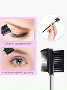 6pcs Stainless Steel Eyelash Curler Set Eyebrow Kit, Suitable For Eyelash Curler, Eyelash Comb, Eyelash, Double-Ended Angled Eyebrow Brush, Eyebrow Brush, Silicone Refill Pad, For Eyelashes And Eyebrows - Black - View 8