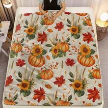 Autumn Harvest Throw Blanket, Watercolor Pumpkin Sunflower Maple Leaf Wheat Berry Pattern Flannel Blanket, Ultra Soft Lightweight Decorative Plush Blanket, Suitable For Sofa, Armchair And Bed, Thanksgiving And Year-Round Use, Create Cozy Home Atmosphere - Multicolor - View 6