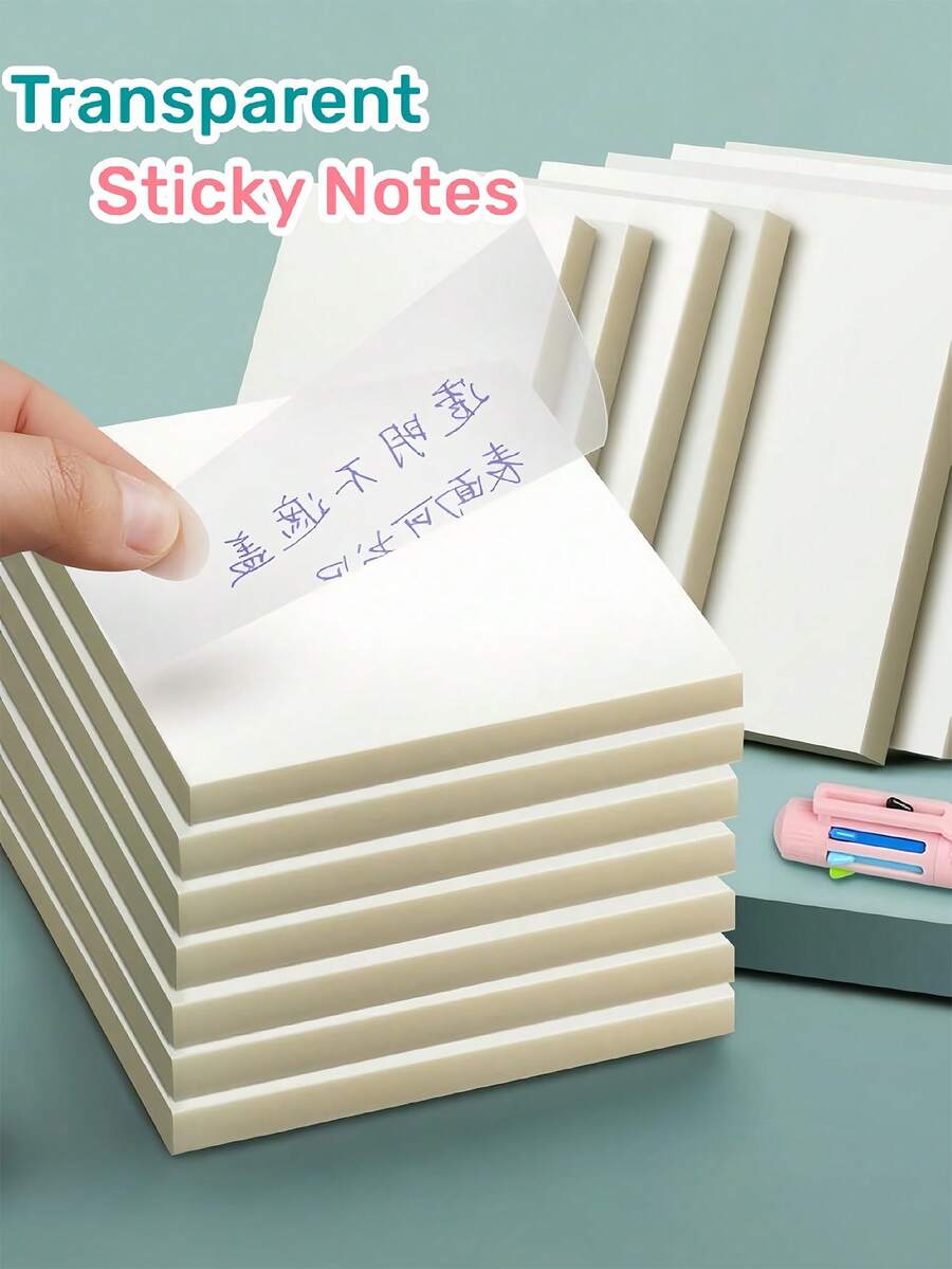 Tearless Translucent Sticky Notes With PET Matte Transparent Self-Stick Notes For Work Flat Clear Plastic Sheet To Mark Back To School Stationery Notebook Essentials Stickers Supplies Office Desk Accessories Scrapbook Supplies Room Decor Things